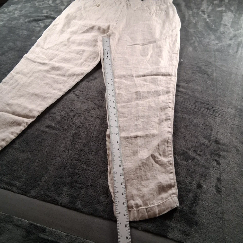 Zara Linen Drawstring Pants Mens 32 Beige Straight Leg Casual Summer Beach 2439